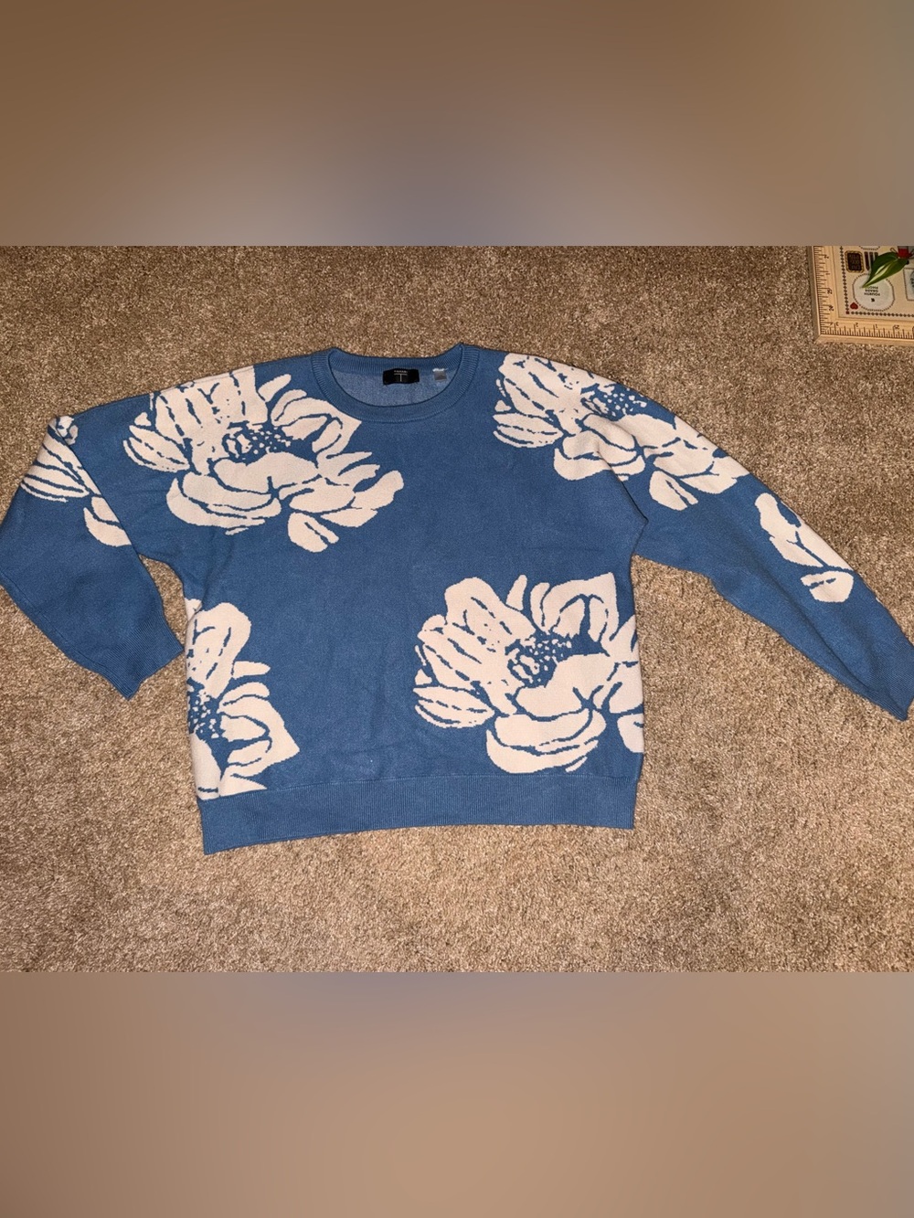 Blue Tahari Floral Crewneck Sweater
